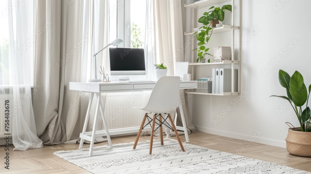 Fototapeta premium modern content creator workspace setup featuring a blank computer screen