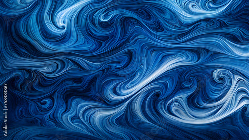 Abstract background composed of blue curves and waves, full of high-end light, blue and black tones, used for product display 