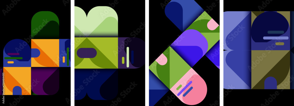 Balance movement geometric backgrounds. Poster collection for wallpaper, business card, cover, poster, banner, brochure, header, website