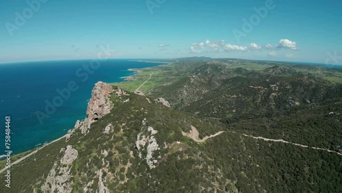 view of the Mediterranean coast. Northern Cyprus. drone view
