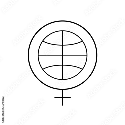 Feminine World Icon. Around Woman, About Female. Gender  Symbol - Vector. 