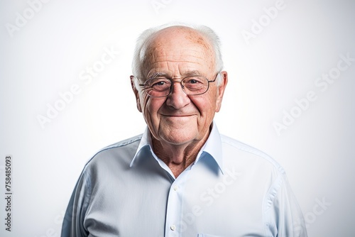 Portrait of a smiling senior man. Isolated on white background.
