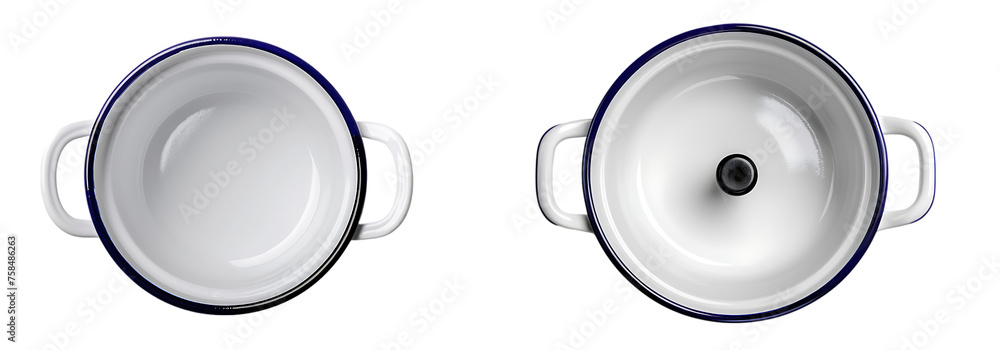 White ceramic cooking pot or saucepan isolated on a transparent or white background, png White ceramic cooking pot or saucepan isolated on a transparent or white background, png