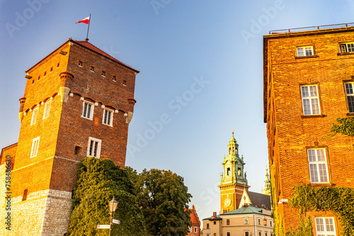 Beautiful view of Baszta Sandomierska in Wawel Royal Castle in Krakow