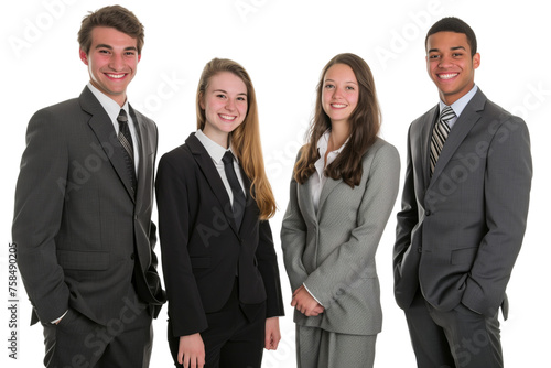 Young business crew smiling and confidence transparent background