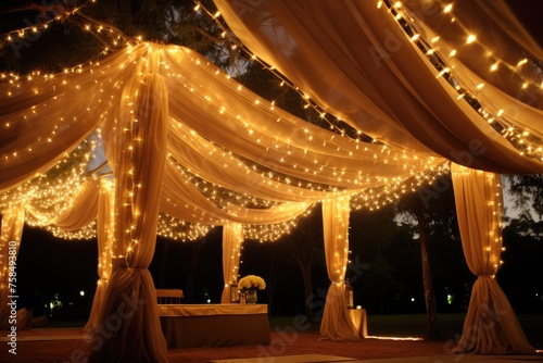 Fairy Lights Canopy: Jewelry under a canopy of fairy lights creating a magical ambiance.