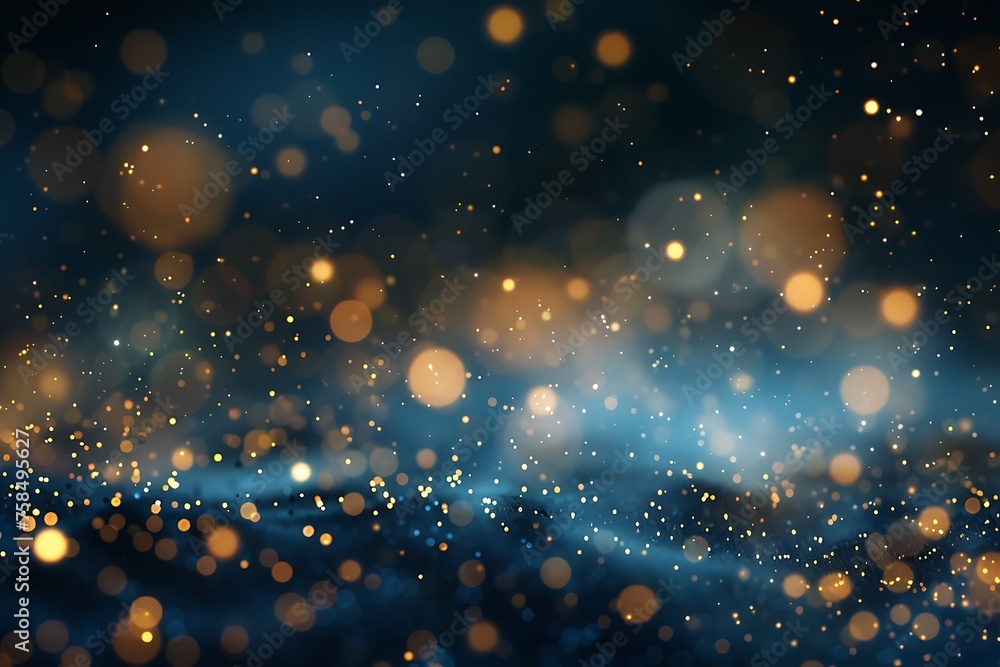 Blue gold tech particle bokeh background. Blue gold tech particle bokeh background.