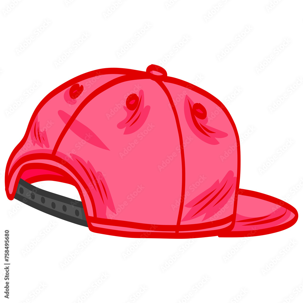 Fototapeta premium Pink Snapback Hat Backward Illustration