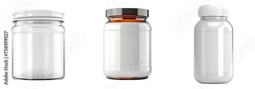 White jar set isolated on a transparent or white background, png 