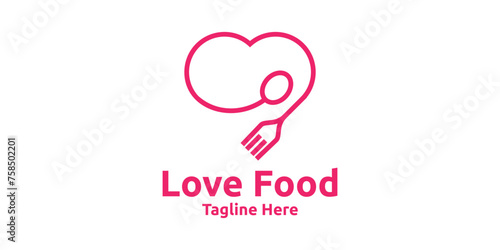 love food logo design, logo design template, creative idea symbol.