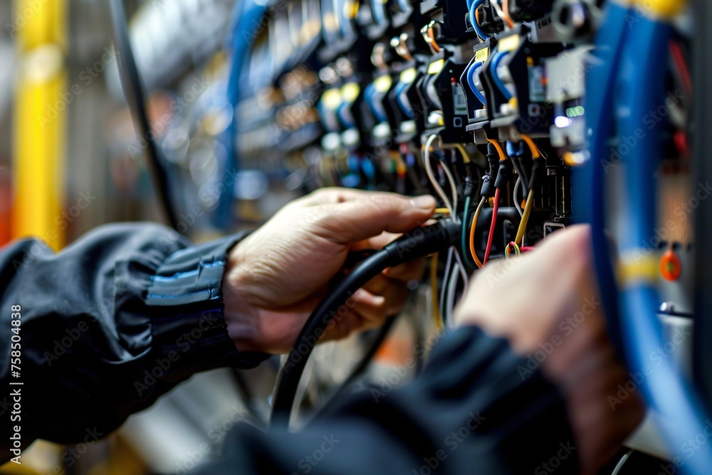 Close up of mechanic or technician troubleshooting the electrical system