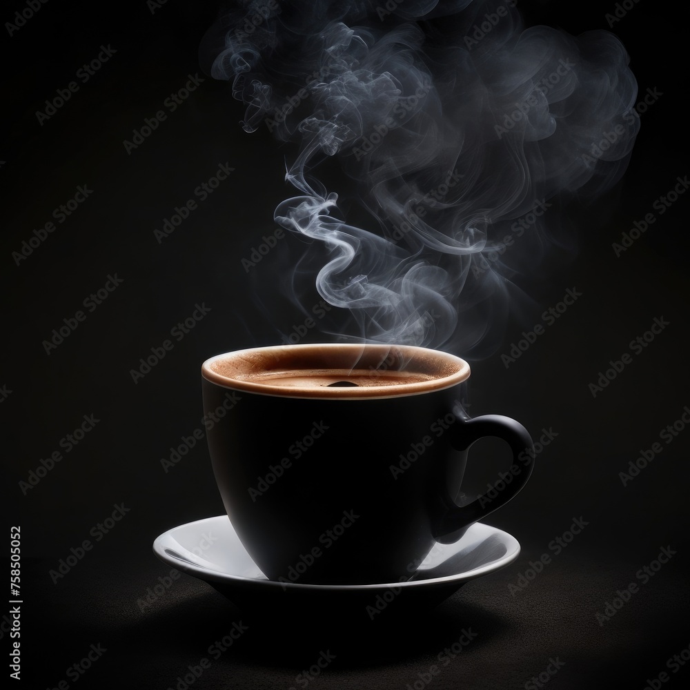 Coffee cup hot on a dark black background Coffee cup hot on a dark black background