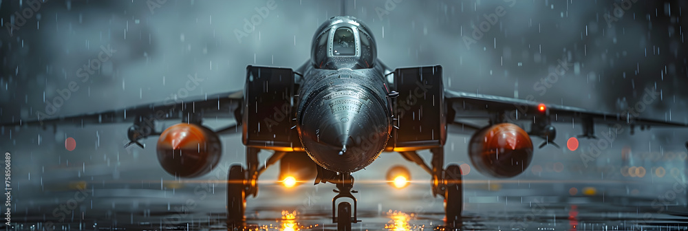 Close up of a fighter airplane,
Airplane on the runway - obrazy, fototapety, plakaty 