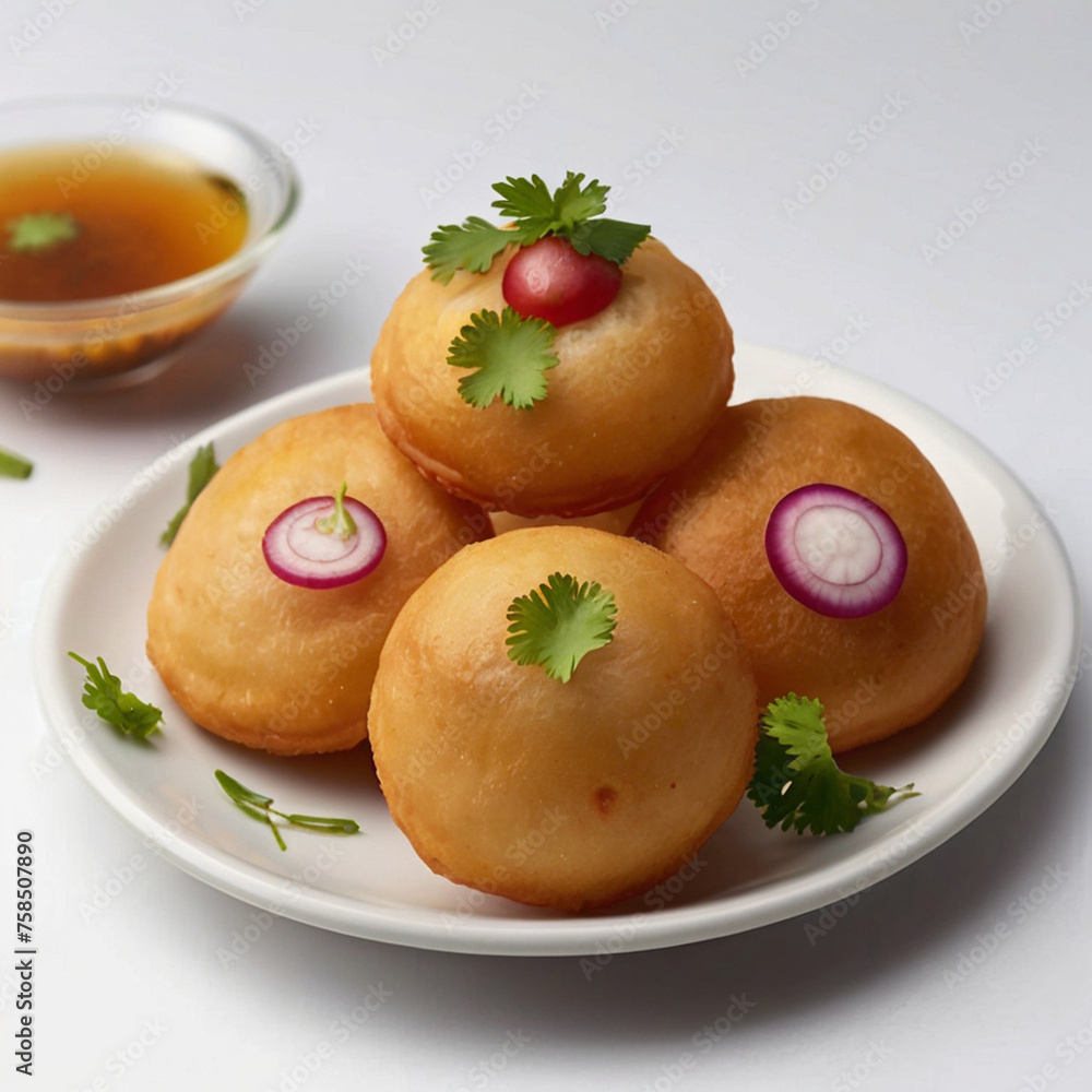 Panipuri or fuchka white background Panipuri or fuchka white background