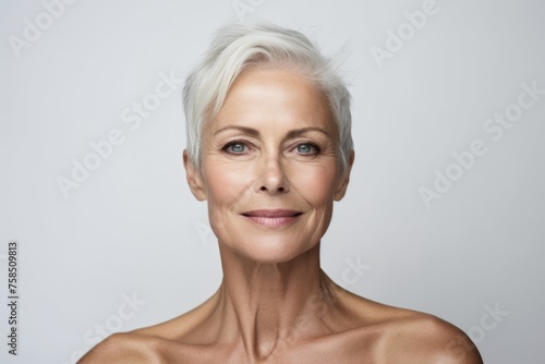 Portrait of beautiful mature woman with healthy skin and natural make-up