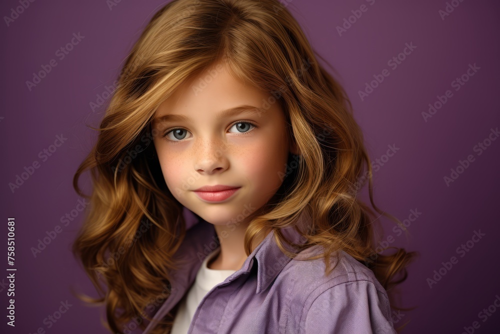 Portrait of a beautiful little girl with long curly hair. Studio shot. Portrait of a beautiful little girl with long curly hair. Studio shot.
