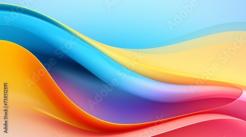 Abstract background with colorful waves in Blue Yellow and Orang with Smooth Flow and Artistic Lines
