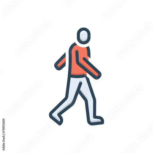 Color illustration icon for walk