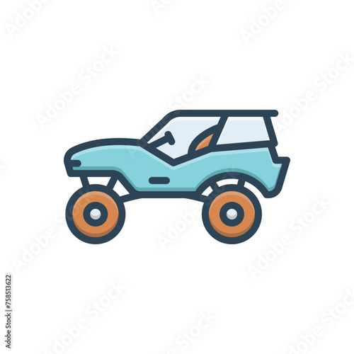 Color illustration icon for buggy