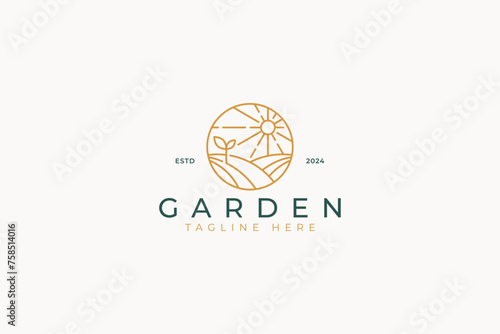 Plant Farm Field Agricultural Botanic Business Organic Healthy Product Abstract Illustration Logo Badge