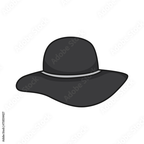 Black hat icon in monochrome style isolated on white background. Hats symbol stock vector illustration.