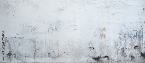 A close up of a white wall covered in stains, resembling a snowy city landscape in winter. The monochrome photography gives it a freezing and transparent material look photo