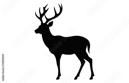Deer black Silhouette vector isolated on a white background  Deer antler Clipart