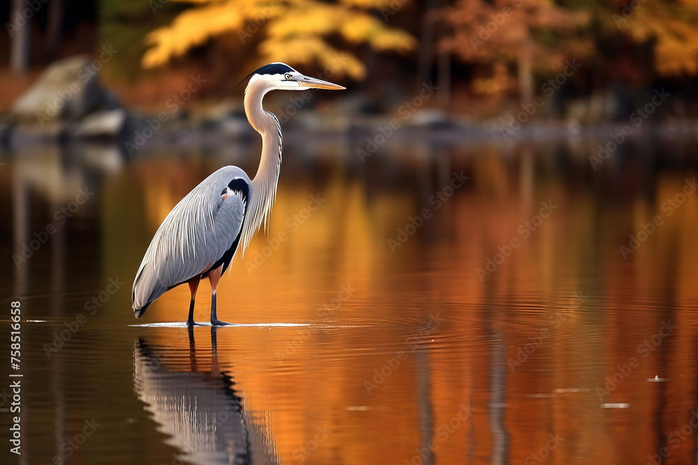 Naklejka premium great blue heron in the water.