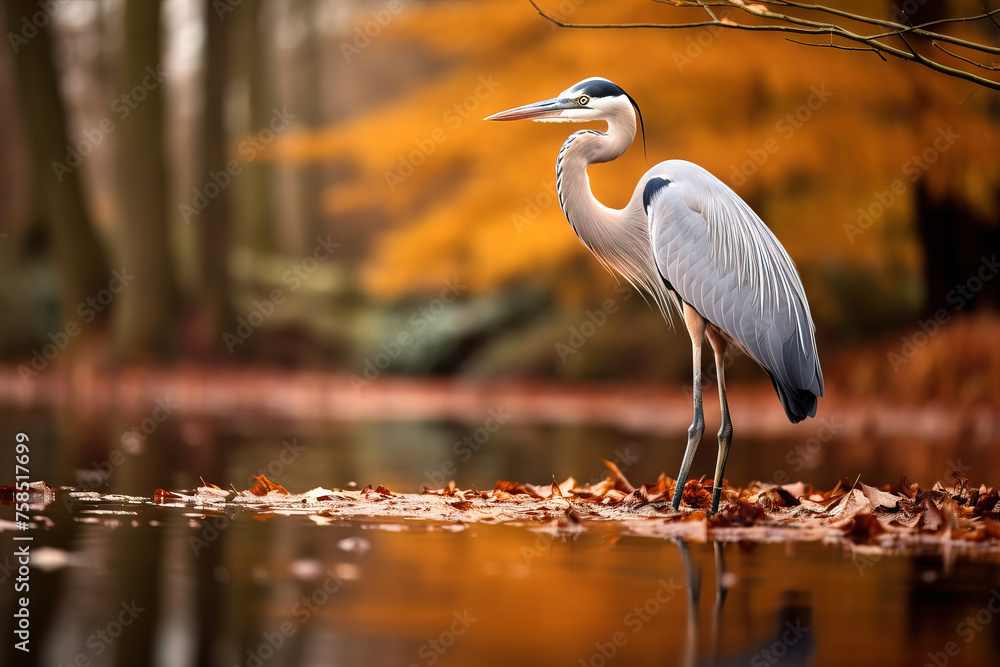Naklejka premium great blue heron in the water.