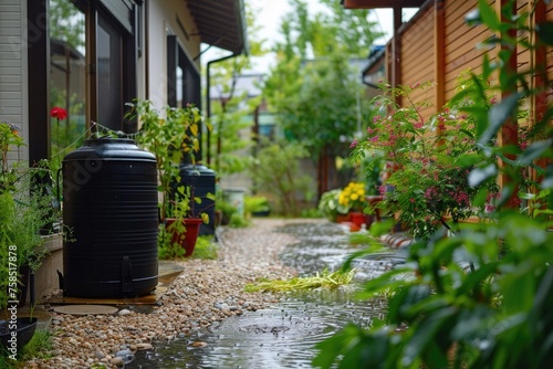 Rainwater harvesting system at a residential home conserving water resources