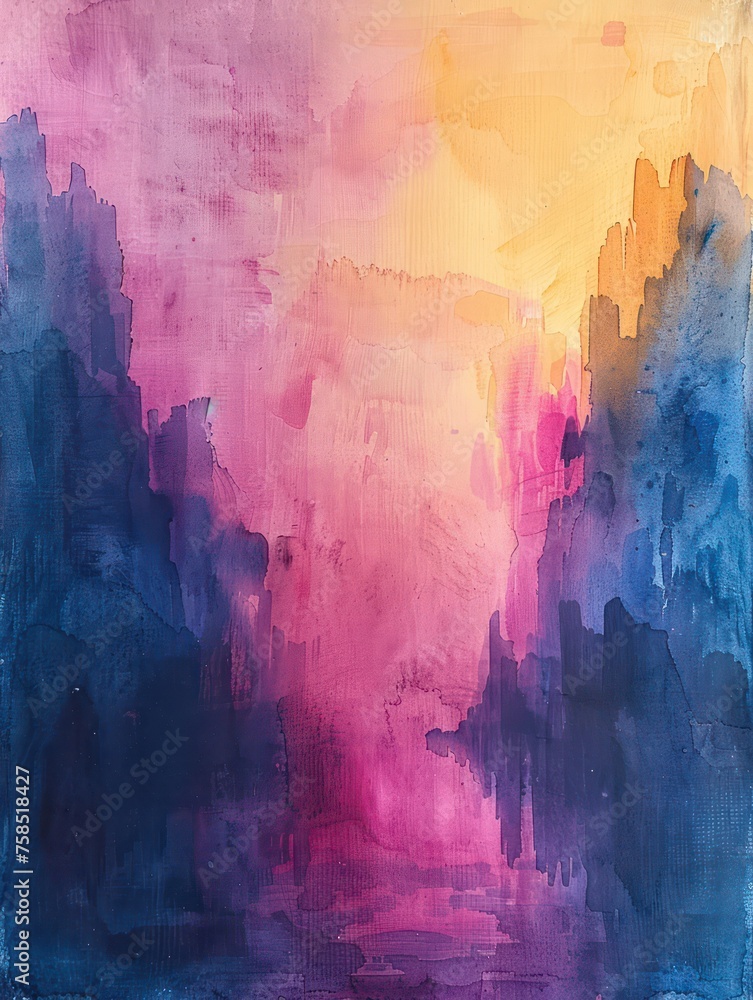 abstract watercolor painting with purple, orange, and blue color for background banner