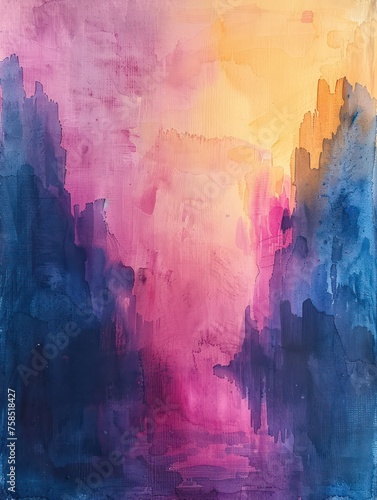 abstract watercolor painting with purple, orange, and blue color for background banner