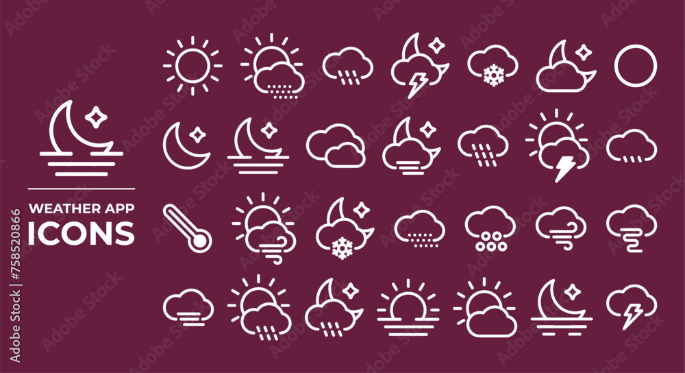 Set of  Weather app icons