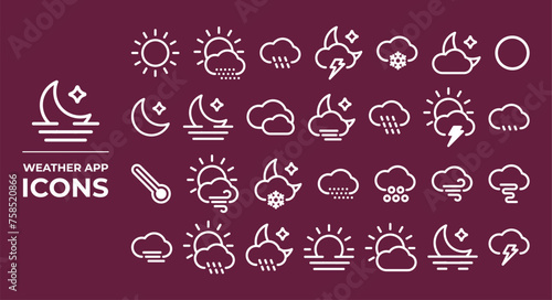 Set of  Weather app icons