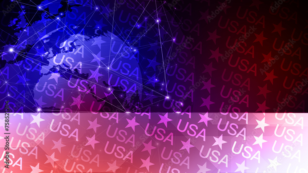 Obraz premium Background of USA text modern patriotic layout with American stars and united states letters