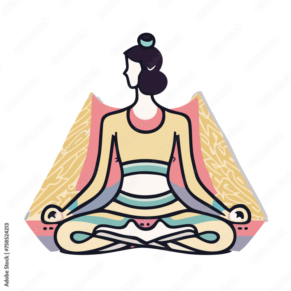 Practicing yoga, modern line design style Practicing yoga, modern line design style