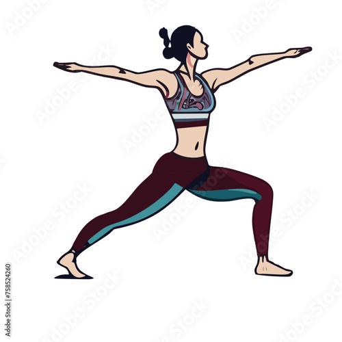 Practicing yoga, modern line design style