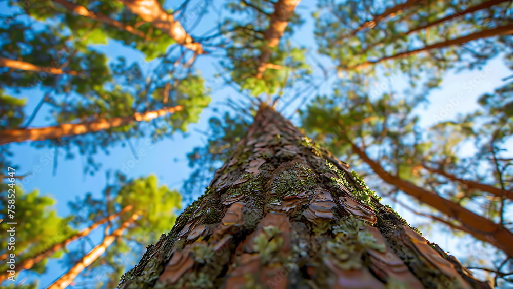 Photo of pine tree on the forest. With Generative AI Photo of pine tree on the forest. With Generative AI