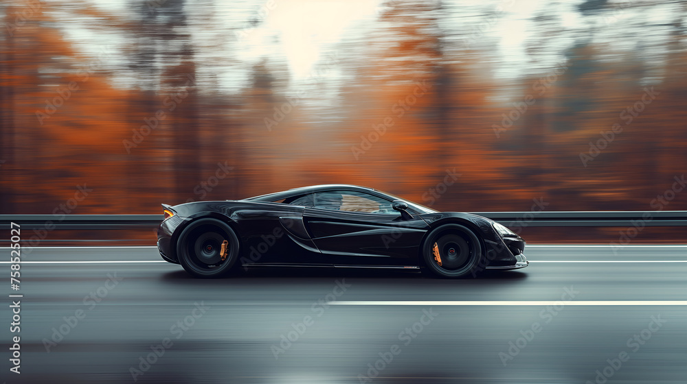 German Engineering Epitomized: Supercar's Blurred Might on the Autobahn
