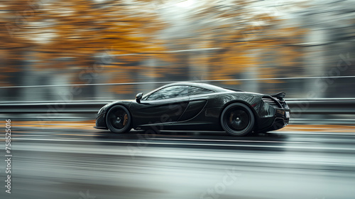 Velocity Personified: Blurred Supercar on Germany's Iconic Highway