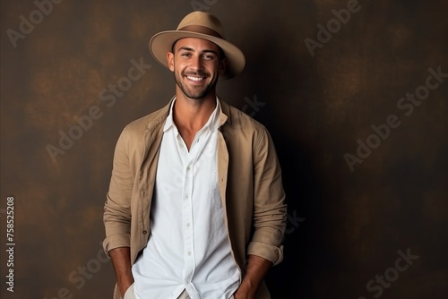 Portrait of a handsome young man wearing a cowboy hat and smiling © Igor