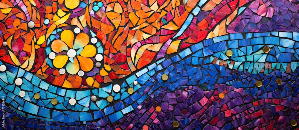 A beautiful stained glass window adorned with intricate flower patterns, created with vibrant electric blue glass and handpainted details, showcasing the artistry of textile and visual arts A beautiful stained glass window adorned with intricate flower patterns, created with vibrant electric blue glass and handpainted details, showcasing the artistry of textile and visual arts