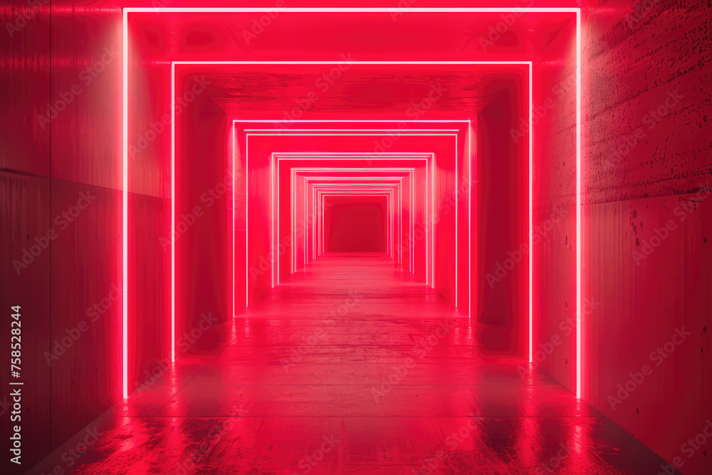 red geometric architecture with neon lights red geometric architecture with neon lights