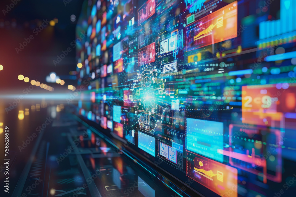 Obraz premium Internet Technology, Information and Media Flow, Exchange, and Processing on the Internet