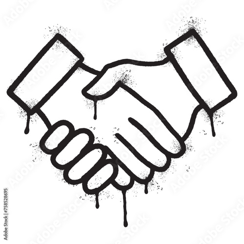 Spray Painted Graffiti handshake icon Sprayed isolated with a white background. Vector illustration.