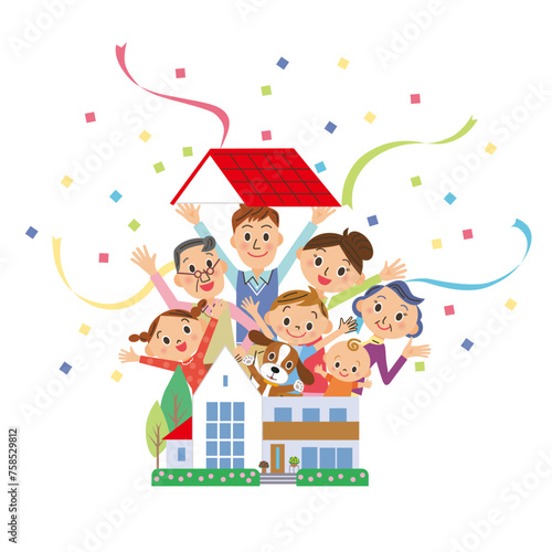 一戸建てから飛び出す三世代家族