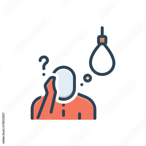 Color illustration icon for suicidal thought