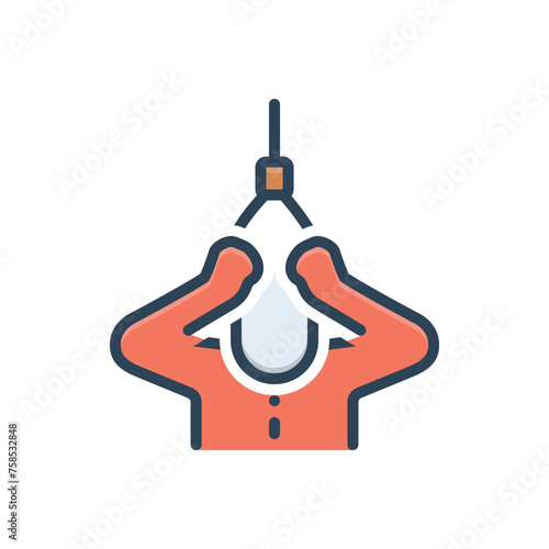 Color illustration icon for suicidal thought