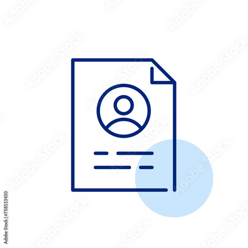 Resume icon. User symbol and document. Pixel perfect, editable stroke design