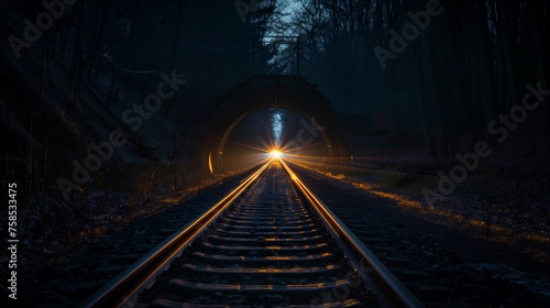 A tunnel with a train going through it